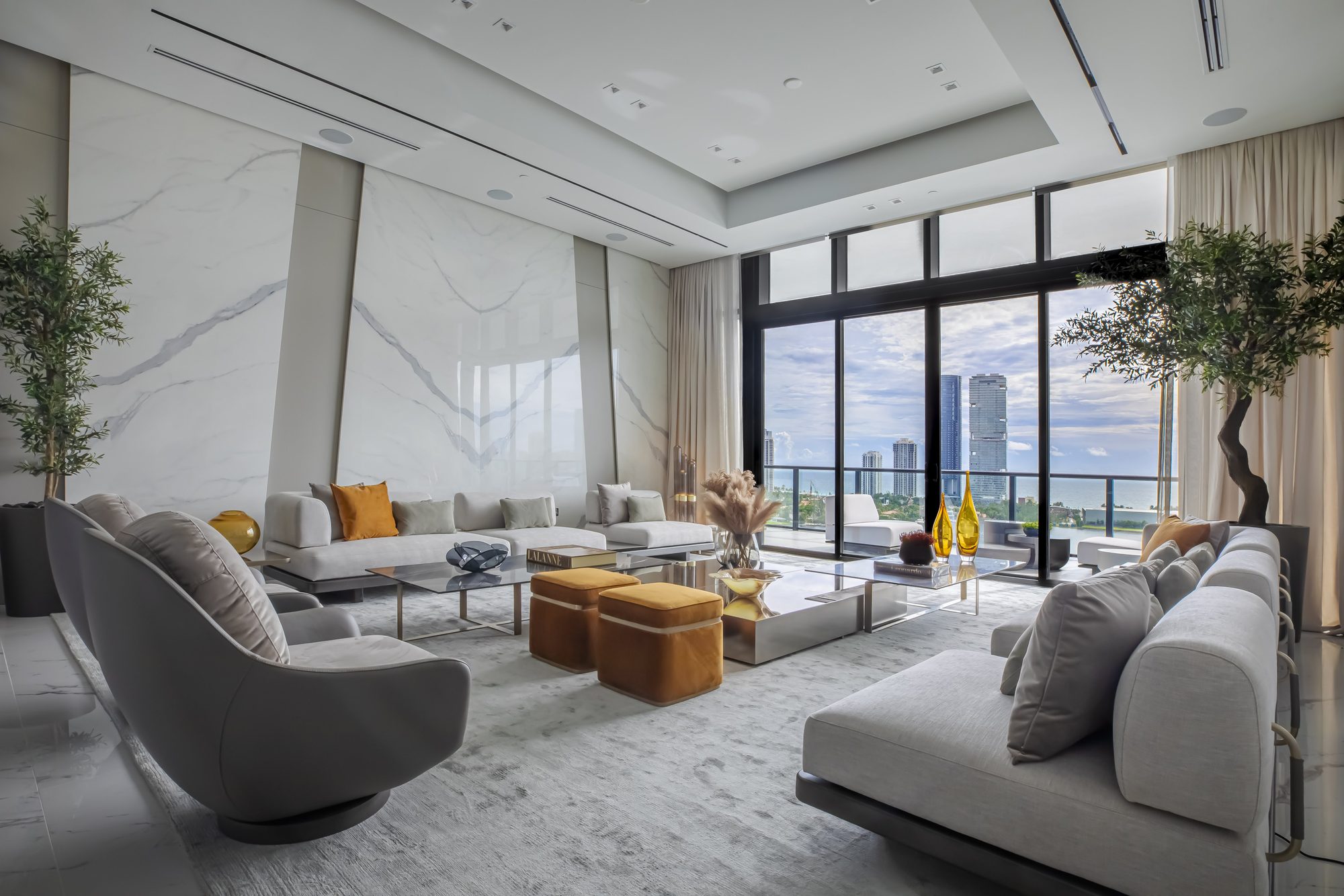 Waterfront living room, Sunny Isles