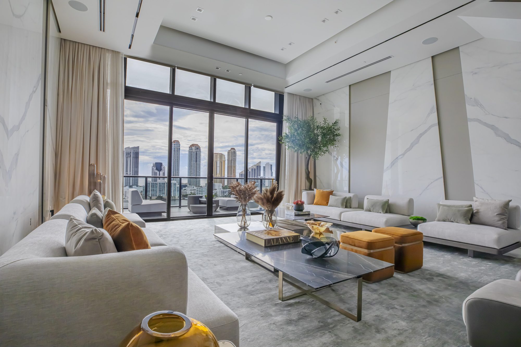 Living room with skyline view